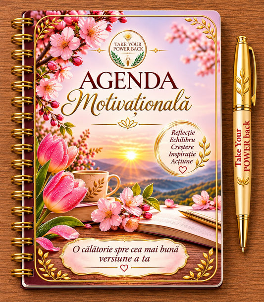 Agenda motivațională — florile și puterea unui nou început — copertă; pix neinclus